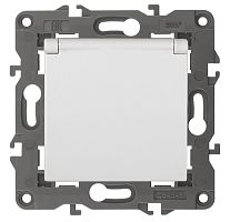 Розетка с заземлением без рамки Эра Elegance 1-м. крышка шторки белый картинка